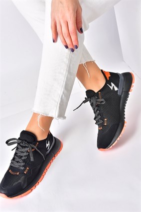 Siyah/Turuncu Kumaş Kadın Spor Ayakkabı M973513004